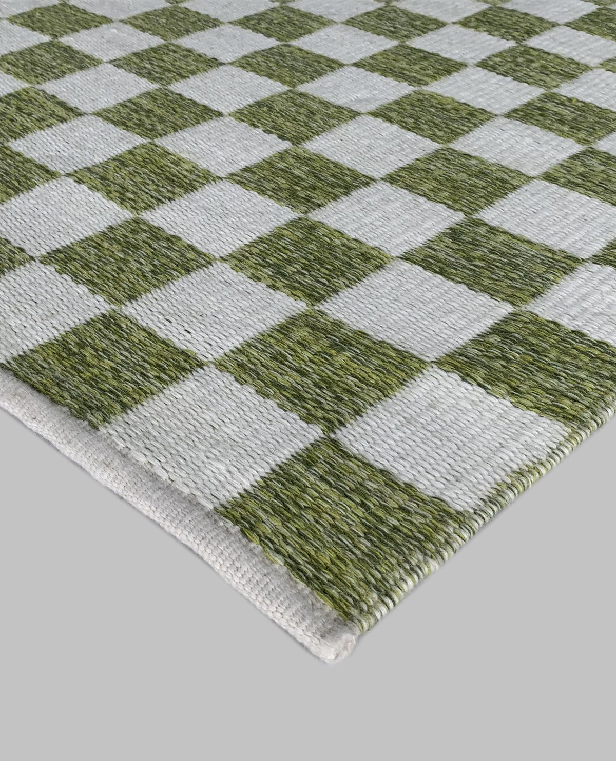 Rugslane Green Color Modern Durrie Carpet 4.6ft X 6.7ft