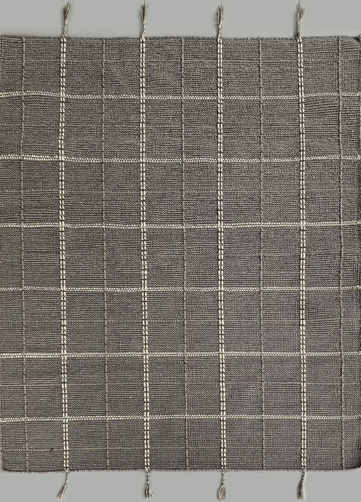 Rugslane Grey Color Modern Durry Carpet 4.9ft X 6.4ft