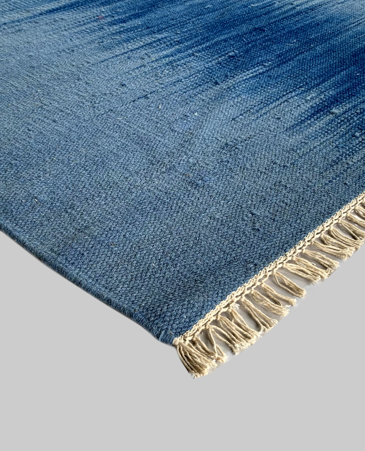 Rugslane Blue Color Plain Durry Carpet 4.0ft X 6.0ft