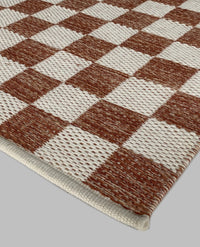 Rugslane White Rust Color Modern Box Design Woolen Flatweave Kilim Durry 4.5ft X 6.5ft