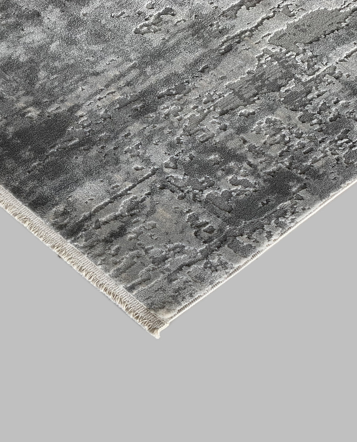 Rugslane Grey Silver Abstract Runner Carpet 3.2ft X 6.8ft
