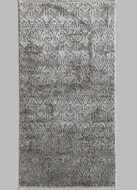 Rugslane Beige Silver Modern Runner Carpet 3.2ft X 6.8ft