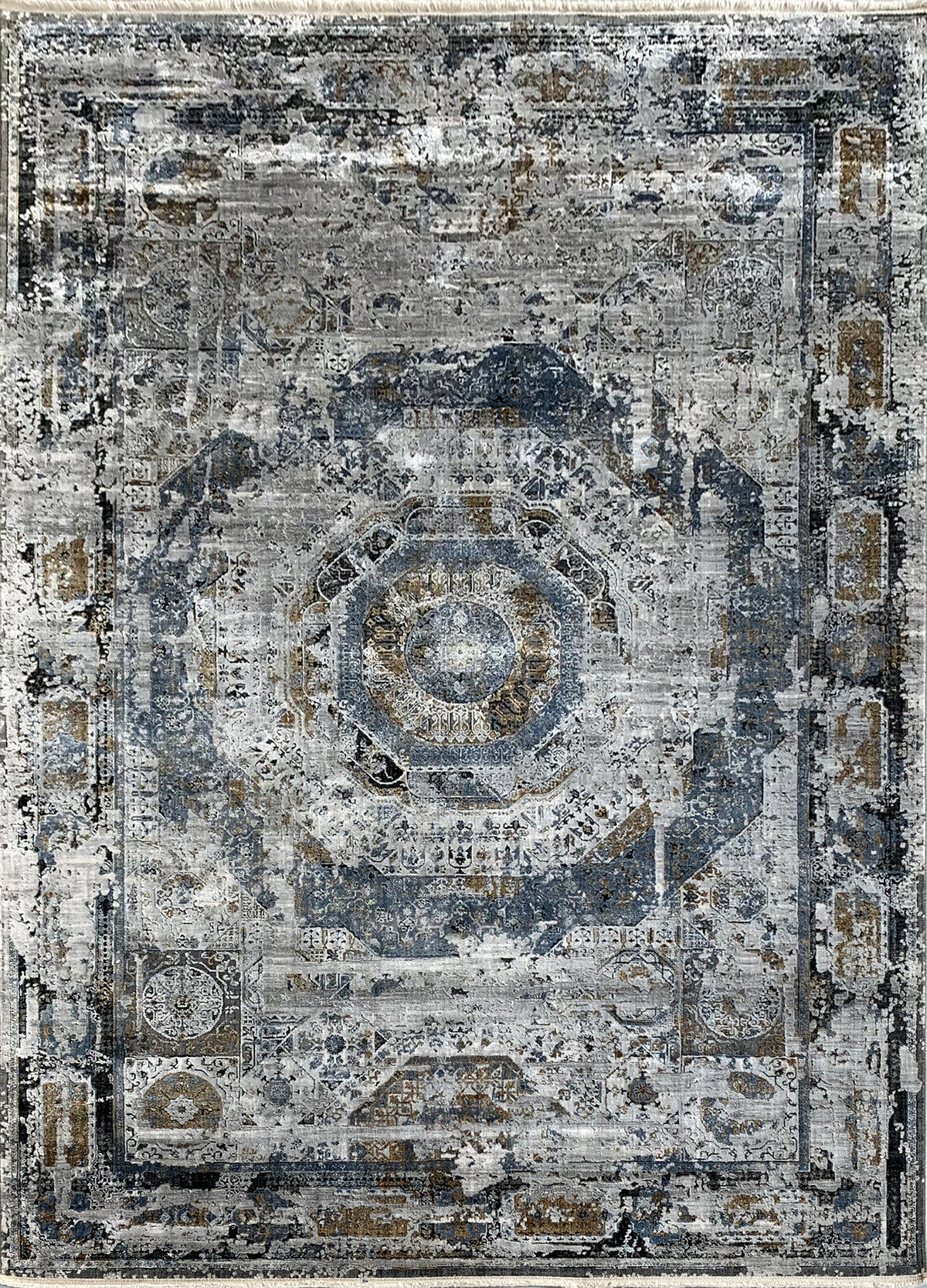 Rugslane Supreme Multi Erased Mamluk Design Premium Botanical Silk Carpet  5.0ft X 7.6ft