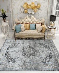 Rugslane Grey color 100% Viscose Floral Carpet