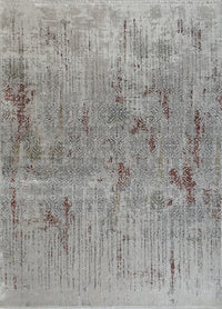 Rugslane Supreme Silver Red Modern Abstract Botanical Silk Carpet