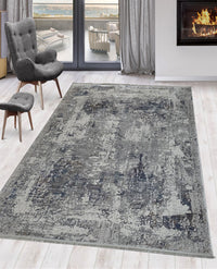 Rugslane Vegas Abstract Design Silver Blue Superior Quality Carpet 6.6 ft x 9.6 ft