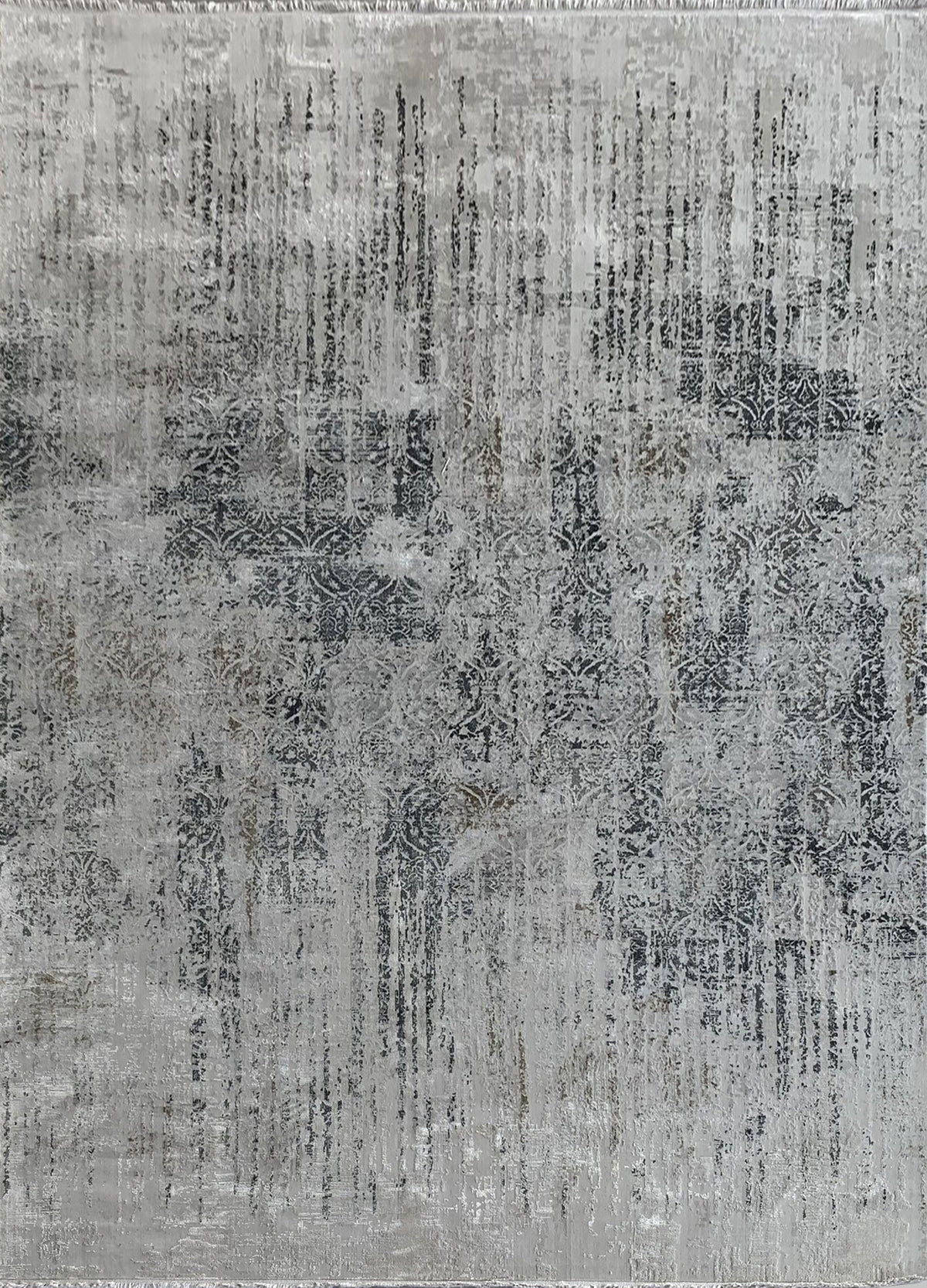Rugslane Supreme Silver Charcoal abstract Modern Premium Botanical Silk Carpet