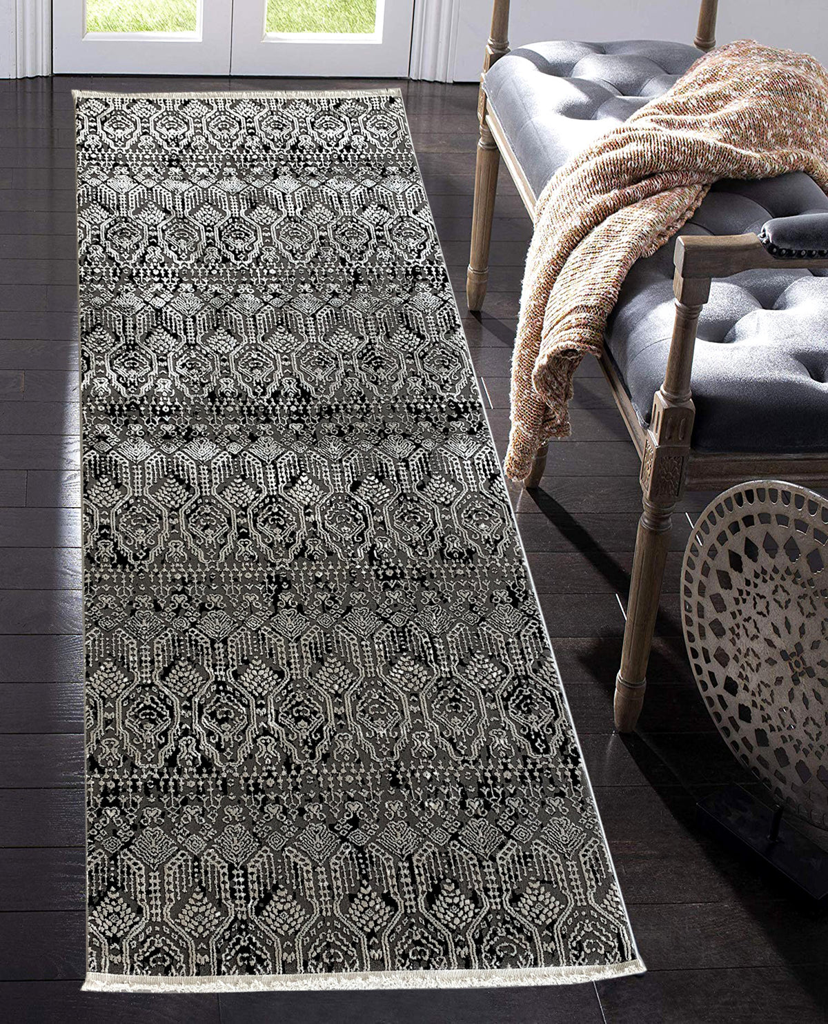 Rugslane Dark Grey 3.3ft X 6.6ft Runner Carpet