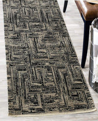 Rugslane Black & White Color Modern Design Runner Carpet Size 3.3ft X 6.6ft