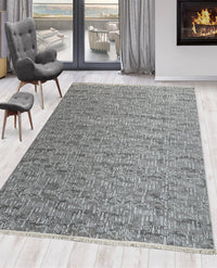 Rugslane Vegas Grey White Color Modern Design Wool & Viscose Mix Superior Quality Carpet
