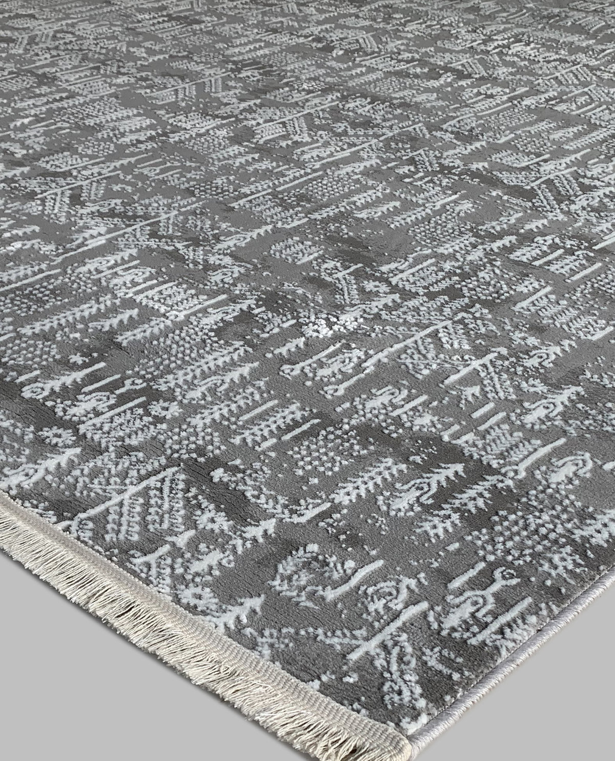 Rugslane Vegas Grey White Color Modern Design Wool & Viscose Mix Superior Quality Carpet