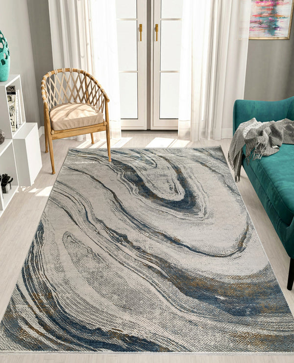 Rugslane Multi Color Abstract Design Wool & Viscose Mix Superior Quality Carpet 9ft X 13ft