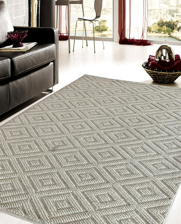 Rugslane Hand Woven White Carpet 4.6ft X 6.6ft