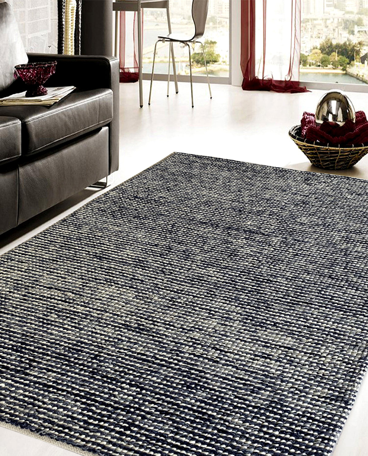 Rugslane Hand Woven Blue Carpet 5.0ft X 7.0ft