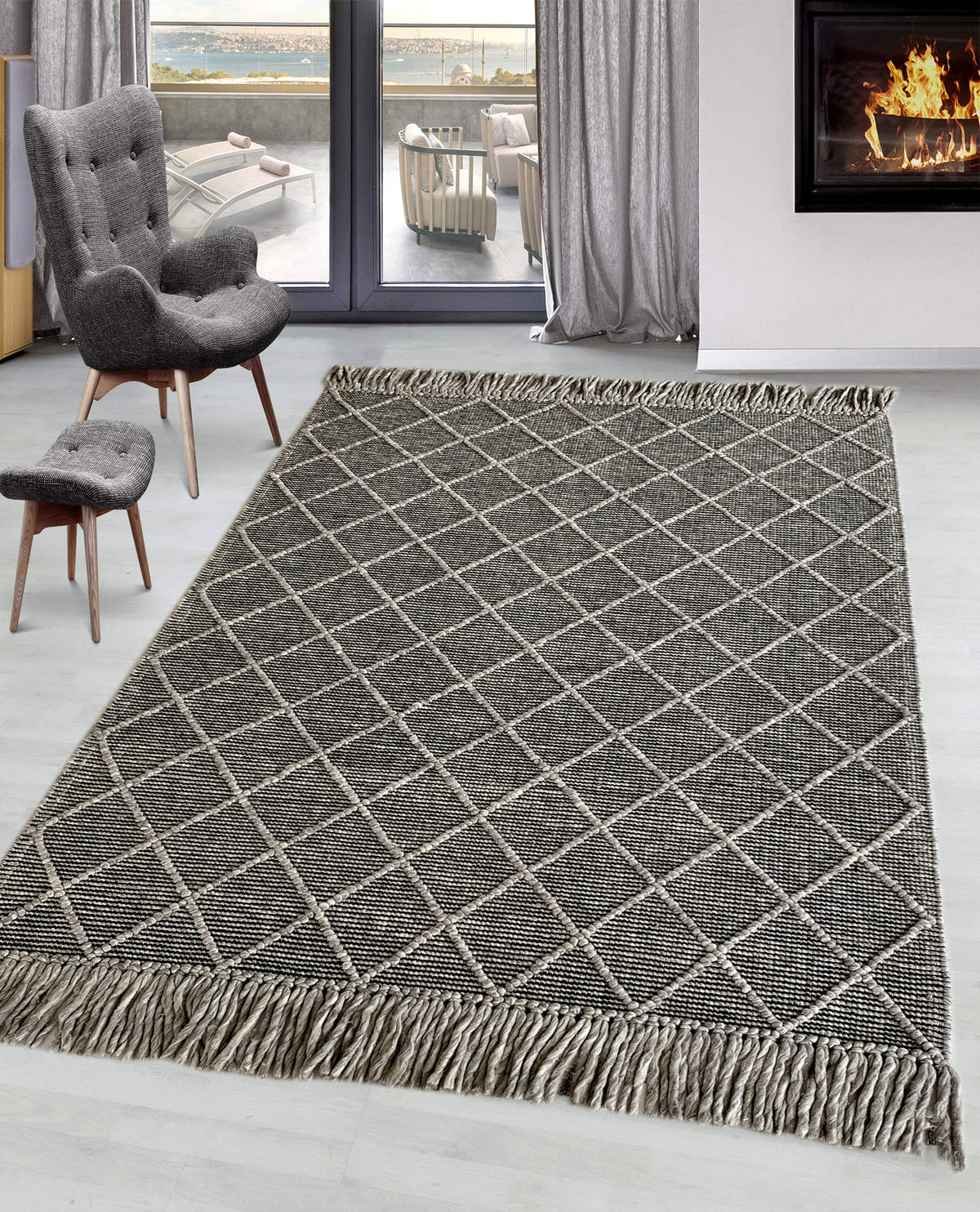 Rugslane Hand Woven Grey Carpet 5.0ft X 7.0ft