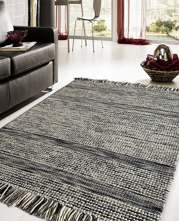 Rugslane Hand Woven Grey Modern Carpet 4.6ft X 6.6ft