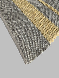 Rugslane Hand Woven Grey Yellow Plain Carpet 4.0ft X 5.6ft