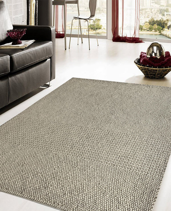 Rugslane Hand Woven White Plain Carpet 5.3ft X 7.10ft