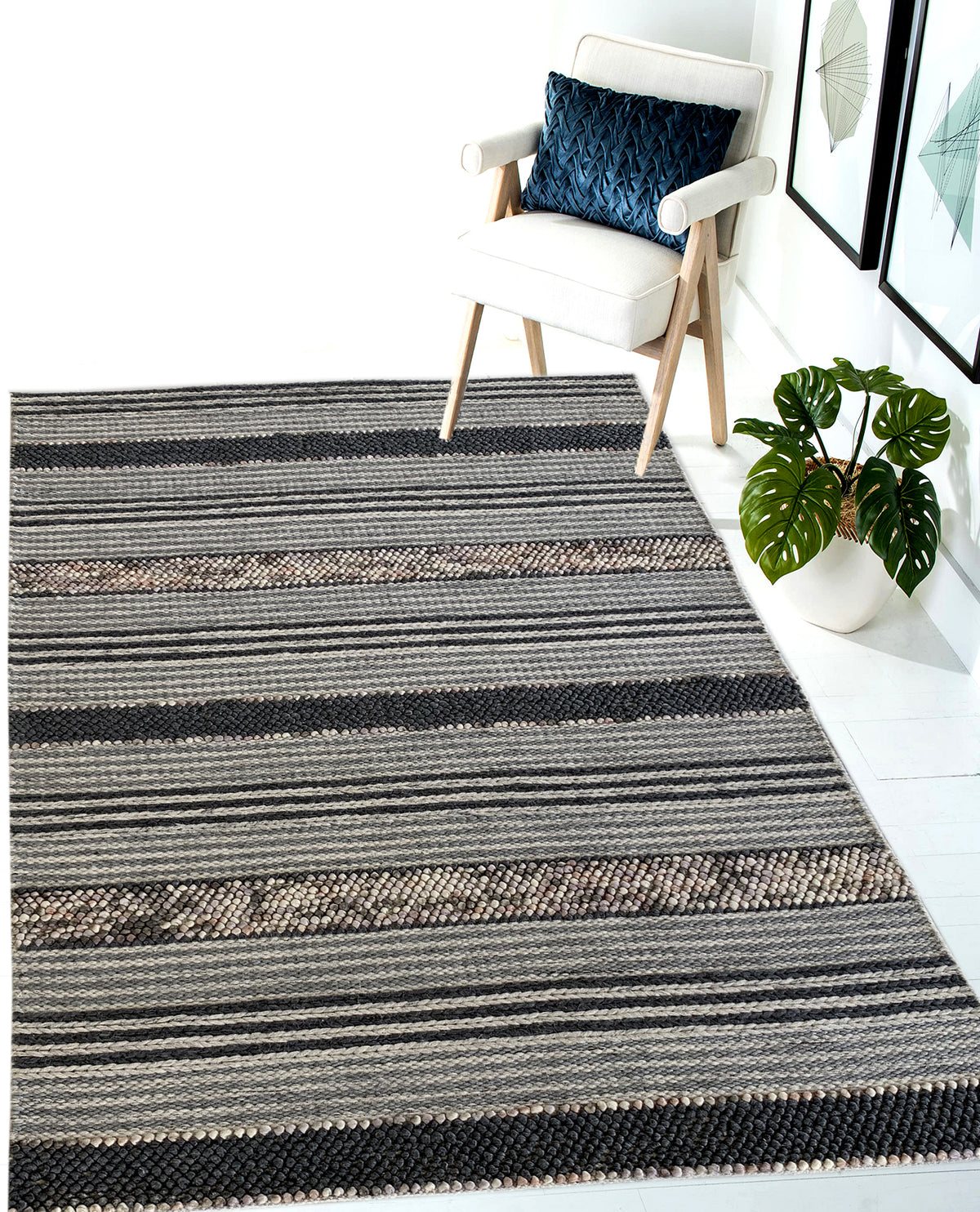 Rugslane Hand Woven Multi Modern Carpet 4.6ft X 6.6ft
