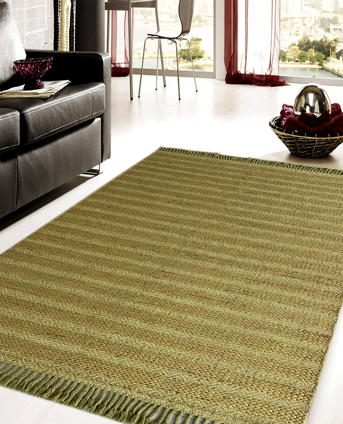 Rugslane Green Jute Carpet 5.0ft X 7.5ft
