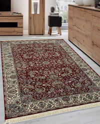 Rugslane Irani Red Ground White Border Traditional Design High Quality Super Premium Silk Carpet