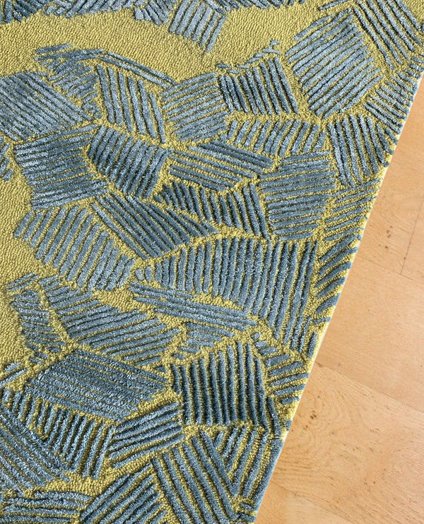 Rugslane Yellow Blue Modern Handmade Carpet 5ft X 7ft