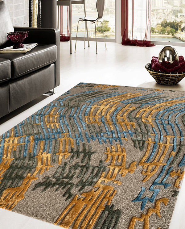 Rugslane Handmade Multi Modern Viscose  Carpet 5ft X 7ft