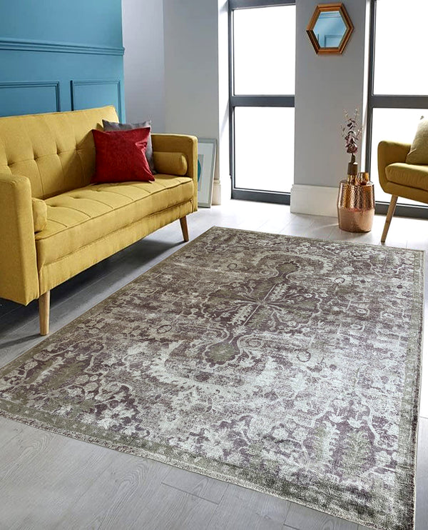 Rugslane Moderno Chikoo Beige Abstract Design Luxurious 100% Banana Silk Carpet 8 ft X 10 ft