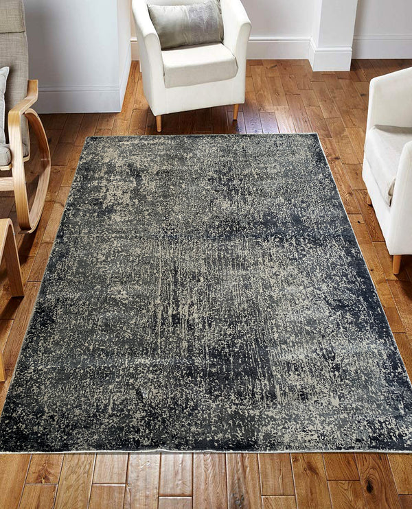 Rugslane Moderno Abstract Charcoal Grey Luxurious  100% Banana Silk Carpet 8.0ft  X 10.0ft