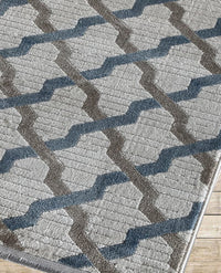 Rugslane Beige Blue Modern Carpet 5.3ft X 7.3ft