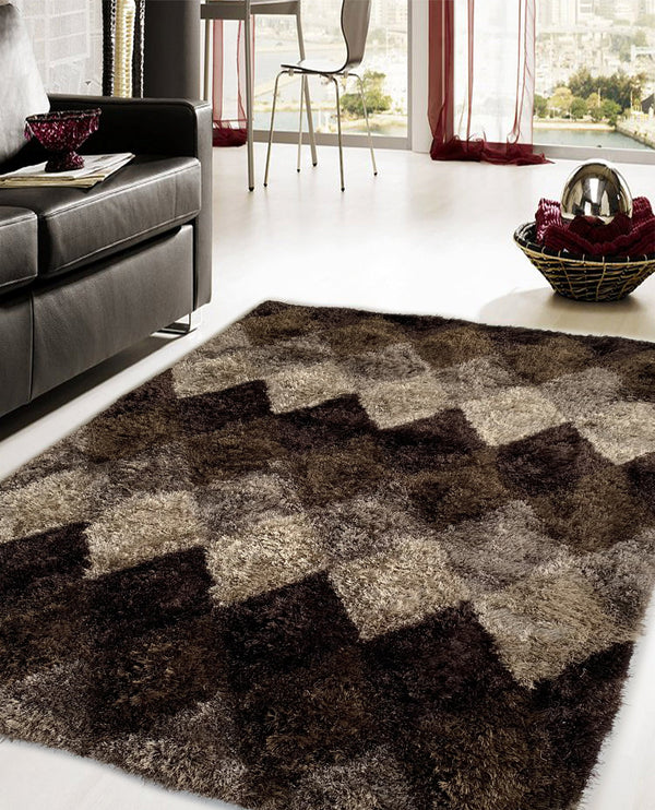 Rugslane Brown Polyester shaggy 5.6ftX7.9ft