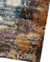 Rugslane Hand knotted Bamboo silk Multi Abstract Carpet 5.0ft X 8.0ft
