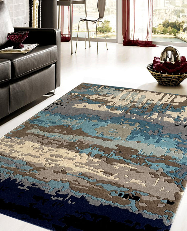Rugslane Hand knotted Multi Abstract Carpet 4.0ft X 6.0ft