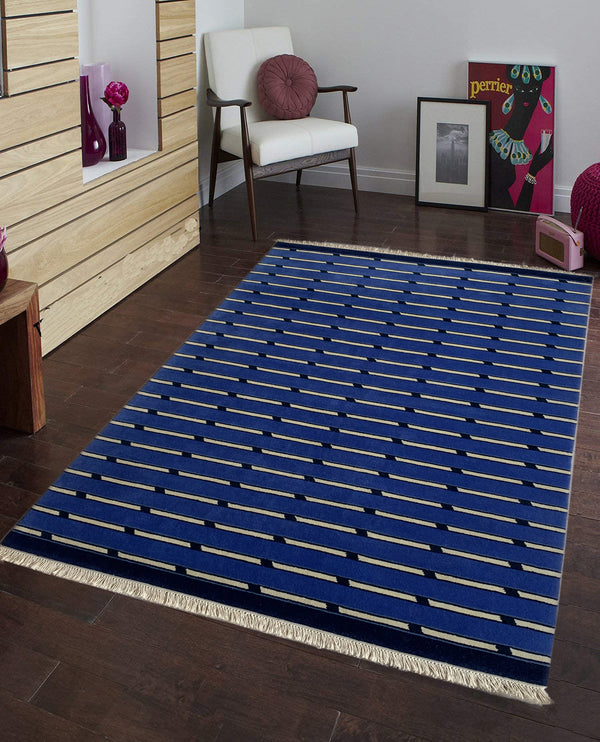 Rugslane Hand knotted Blue Modern Carpet 4.6ft X 6.10ft
