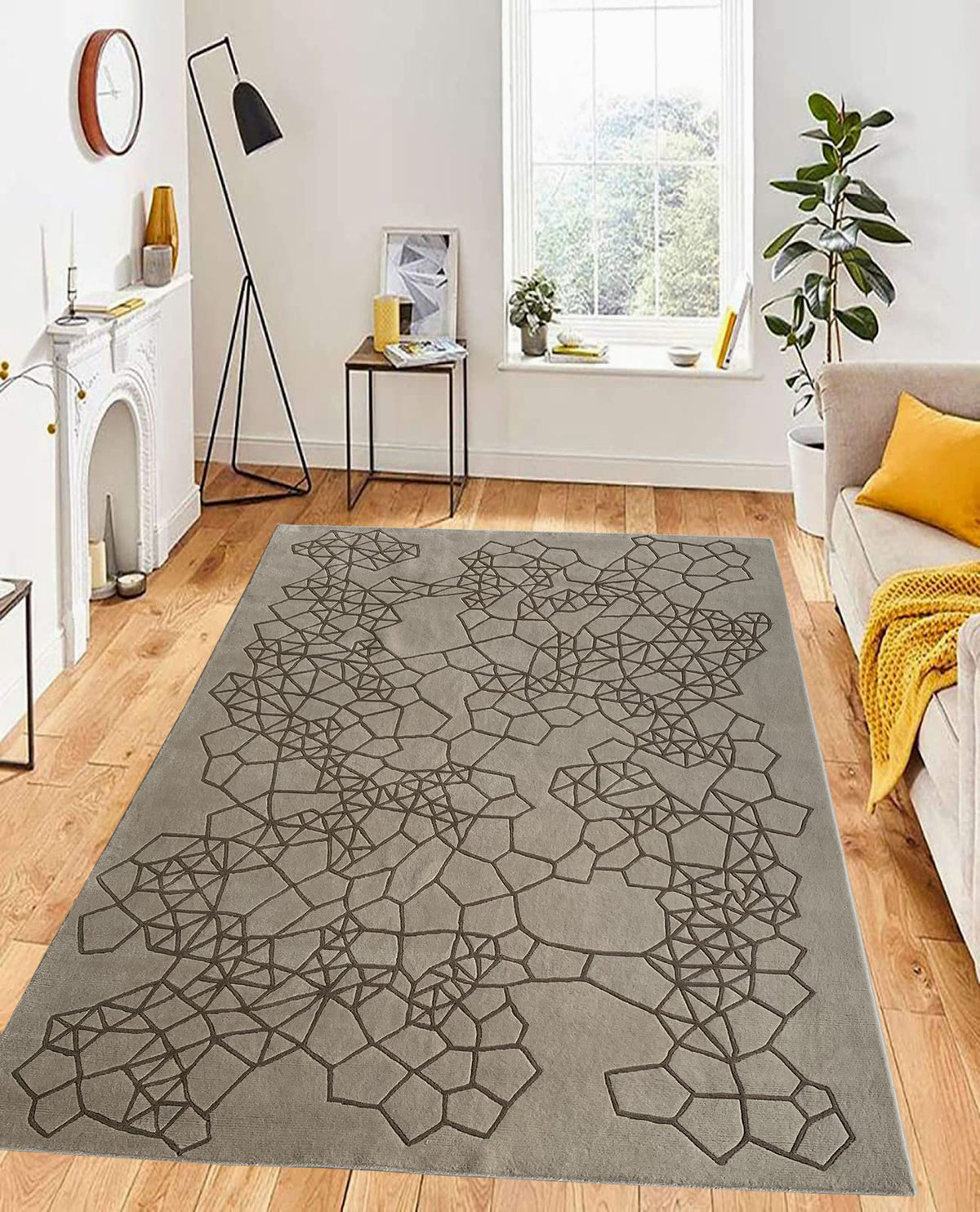 Rugslane Hand knotted Beige Modern Carpet 5.7ft X 8.0ft