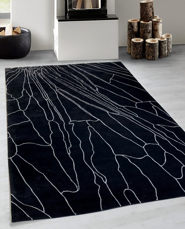 Rugslane Hand knotted Black Modern Carpet 6.8ft X 10.0ft