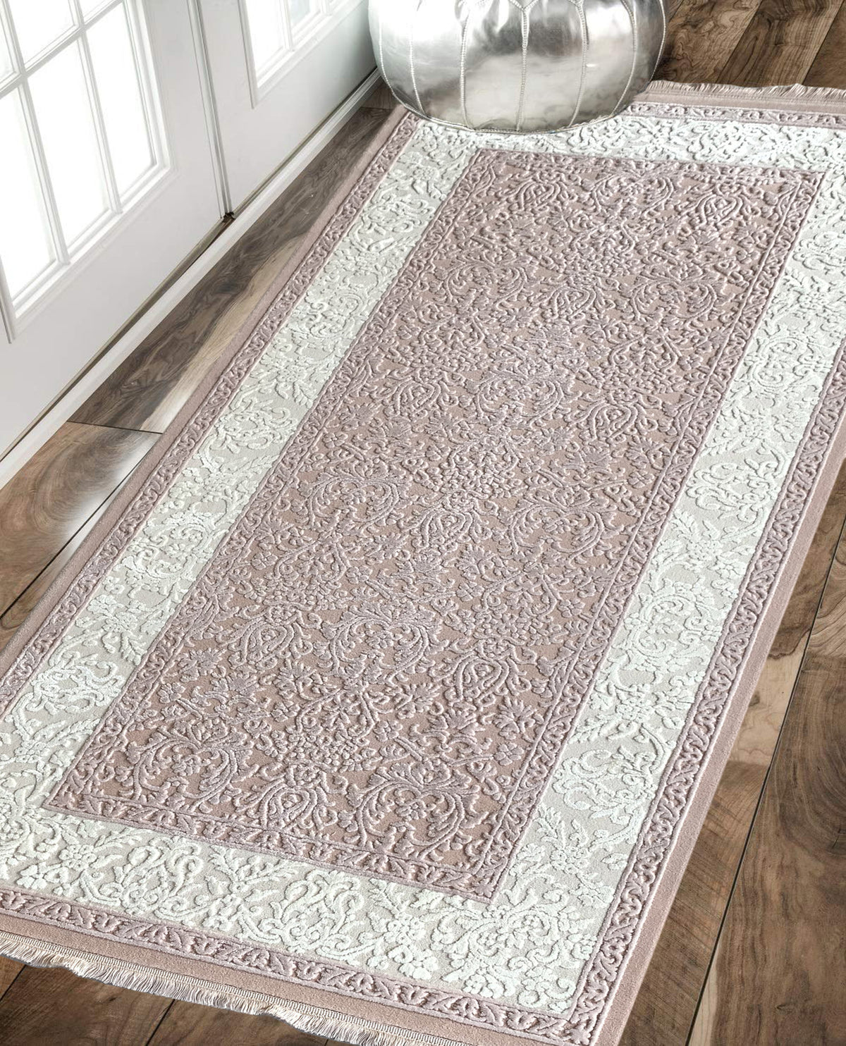 Rugslane Pink Modern Runner Carpet 3.2ft X 6.7ft