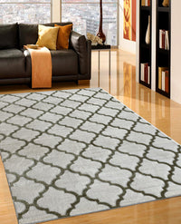 Rugslane Machinemade White Green Trellis Carpet 5.2ft X 7.6ft