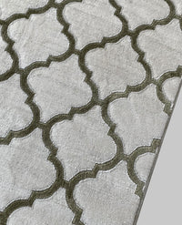 Rugslane Machinemade White Green Trellis Carpet 5.2ft X 7.6ft