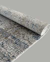 Rugslane Supreme Silver Turquoise Abstract Modern Premium Botanical Silk Carpet