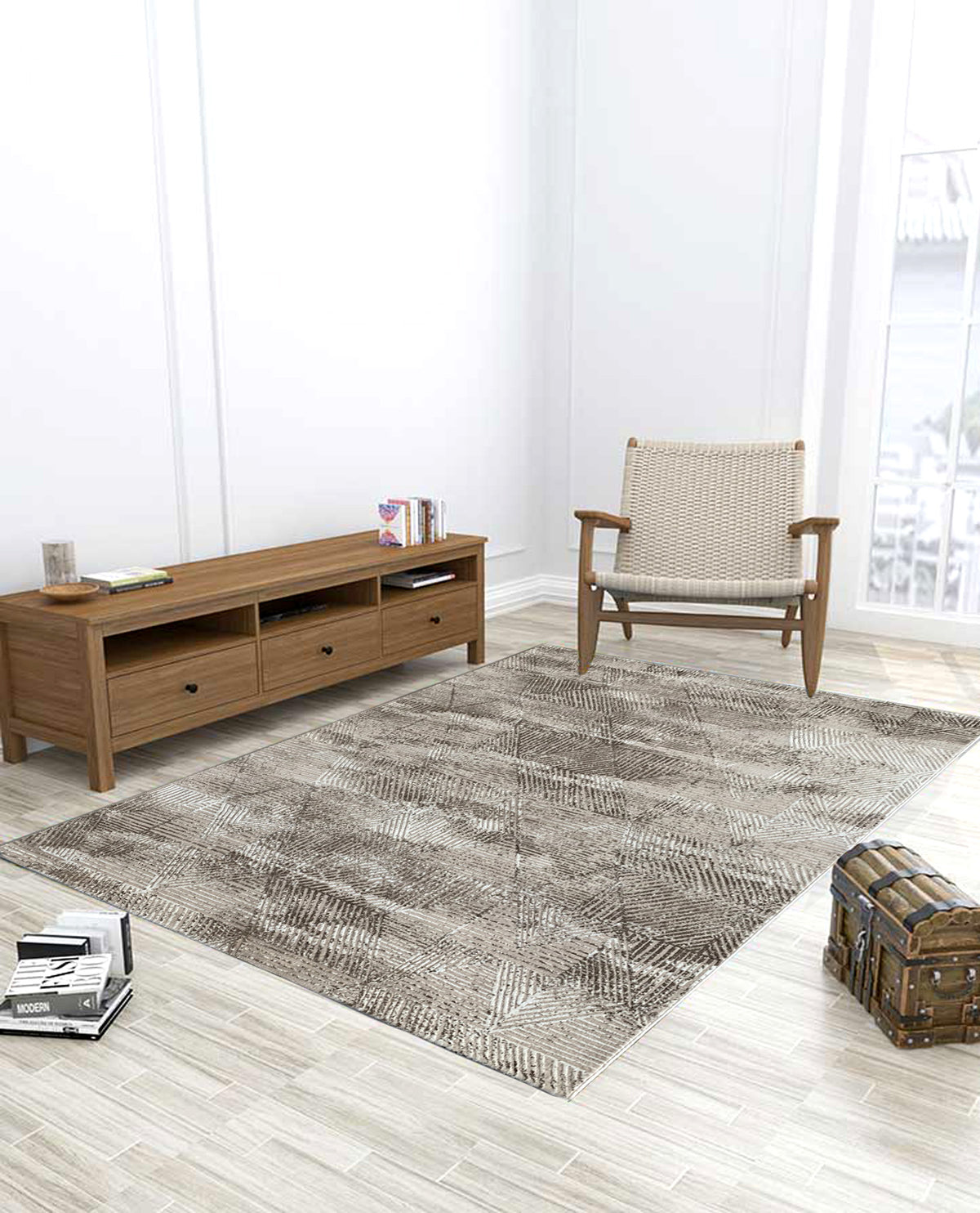 Rugslane Beige Modern Carpet 5.0ft X 7.6ft