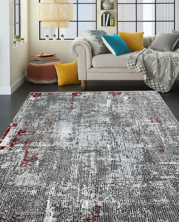 Rugslane Vegas Grey Silver Abstract Superior Carpet 6.6 ft x 9.9 ft