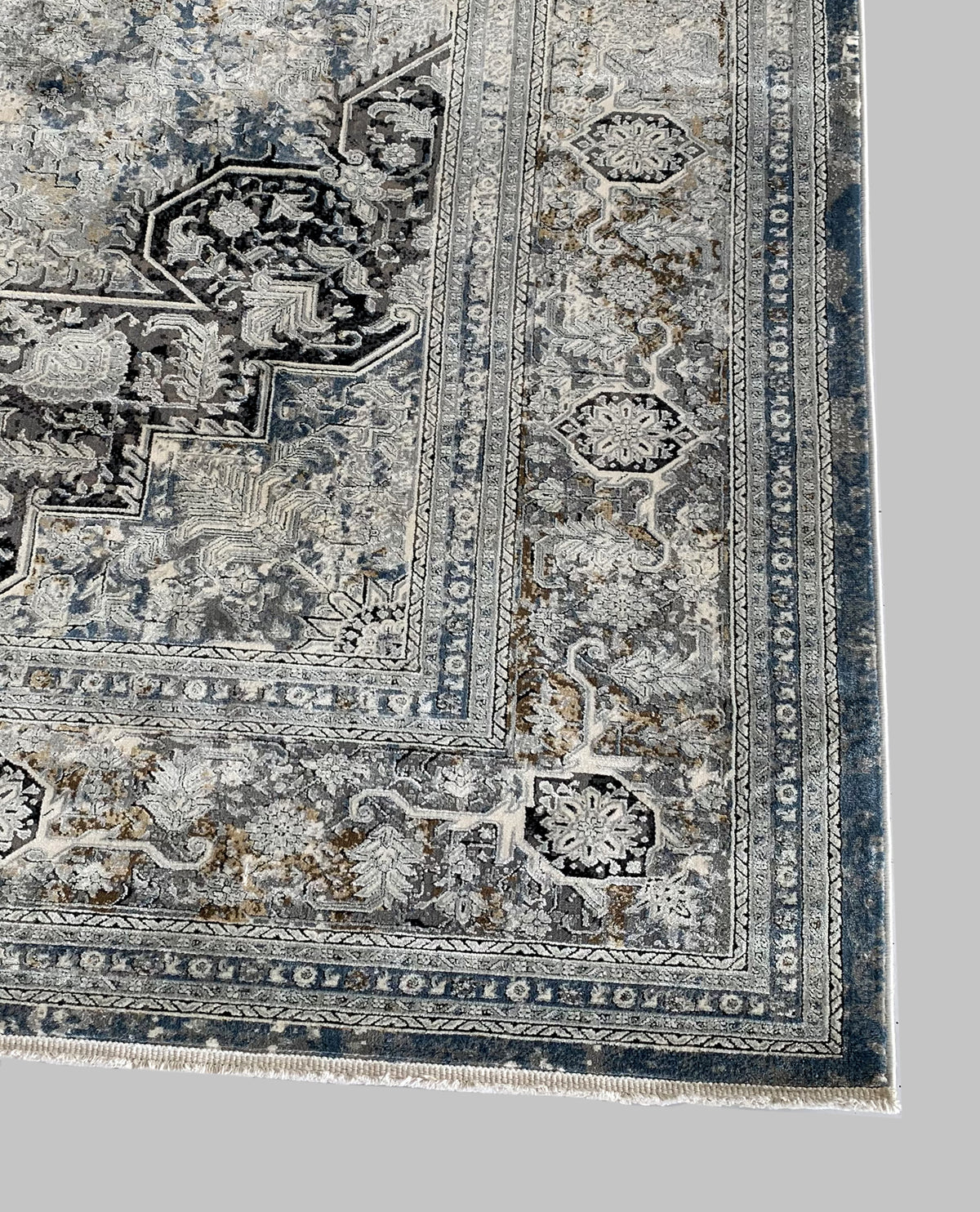 Rugslane Grey color 100% Viscose Floral Carpet