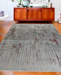 Rugslane Supreme Silver Red Modern Abstract Botanical Silk Carpet