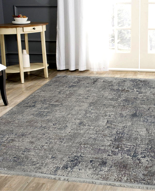 Rugslane Vegas Abstract Design Silver Blue Superior Quality Carpet 5.3 ft x 7.7 ft