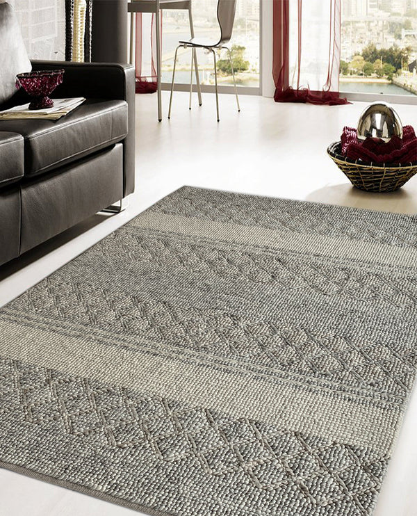 Rugslane Hand Woven Grey Modern Carpet 4.8ft X 6.10ft