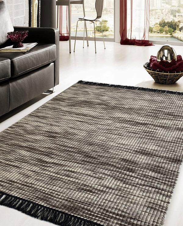 Rugslane Hand Woven Brown Abstract Carpet 4.6ft X 6.7ft